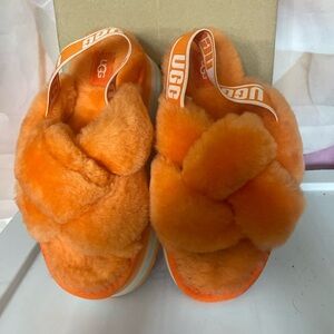 UGG Orange Fluffy Platform Sandals